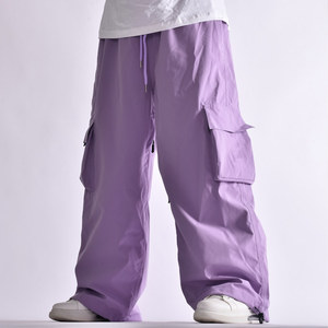 Pantalones Cargo Morados Unisex de Talla Grande con Cierre de Cordón, Transpirables, Impermeables 10,000 mm, Resistentes al Viento, de Poliéster para Adultos - Product Image 1
