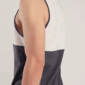 <b>Men</b> Color Blocked Sleeveless Tank Top O-Neck Casual Knitted <b>Vest</b> <b>White</b> Gray - Product Image 3