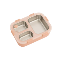 Boîte à bento pour enfants en bas âge, 3 compartiments, avec cuillère intégrée, anti-fuite, portable, pour la garderie et la crèche