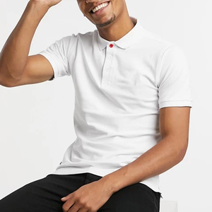 Polo de Manga Corta Blanco para Hombre, Color Sólido, Algodón, Estilo Casual, Tejido Transpirable, Corte Regular - Product Image 1