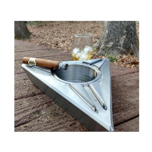 Slim profile metal ashtray with space saving design flat base and clean lines for <b>desks</b> shelves and <b>small</b> <b>tables</b> - Product Image 3