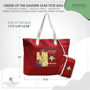 Sac fourre-tout imperméable marron à fermeture éclair brodé Étoile d'Orient, avec logo OES de l'Ordre de l'Étoile d'Orient, Sœur Gardienne - Product Image 6