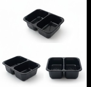 Barquette alimentaire jetable écologique à 3 compartiments, recyclable, en CPET, pour aliments congelés, pizza, gâteau, chocolat - Product Image 4