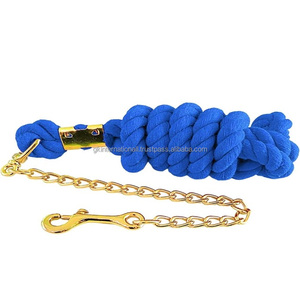Horse Polyester Lead <b>Rope</b> Brass Polish <b>Chain</b> High Quality Assorted Designs Durable Training Lead 8 Feet Long Horse Riding - Product Image 2