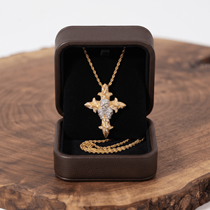 Pendentif Croix Tête de Mort Personnalisé Sertie de Pierres avec Chaîne Corde, Finition Argent 925, Bijoux Hip Hop de Luxe, Bijou Statement pour Homme - Product Image 2