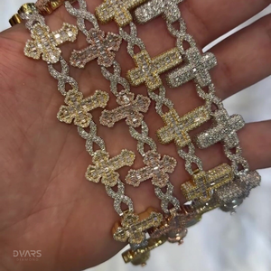 VVS1 Baguette Moissanite <b>Cross</b> Link <b>Pendant</b> 925 <b>Sterling</b> <b>Silver</b> Iced Link Cuban Luxury Rhodium Plated Certified Unisex Bling - Product Image 2