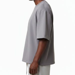 Camiseta Unisex Oversize Gris de Cuello Redondo y Manga Corta, 250GSM, 100% Algodón Transpirable, Ecológica, Estilo Vintage, Tallas Grandes - Product Image 2