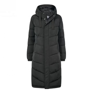 <b>Women's</b> Long Hooded <b>Down</b> <b>Coat</b> Waterproof Zipper Closure Polyester Filling Winter Jacket - Product Image 1