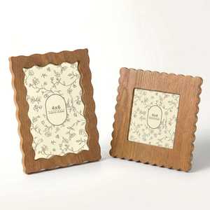 <b>Solid</b> Wood Picture Frame, Scalloped <b>Wooden</b> Photo Frame, Single Frame or Set of 2, Handcrafted Wood <b>Desk</b> Decor, 4x4 4x6 Frame - Product Image 3