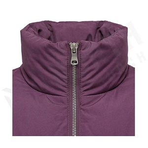 Quilted Puffer Jacket Stand Collar Full Sleeve Winter Coat Thick Polyester Filling Short Length Zipper Closure - Product Image 4