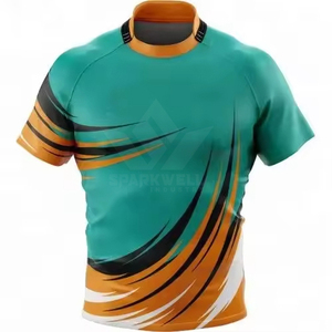 เสื้อรักบี้ชายแบบซับลิเมชั่น แขนสั้น ทรงแอธเลติก ระบายเหงื่อได้ดี ผลิตจากโพลีเอสเตอร์ คอกลม เหมาะสำหรับทุกฤดูกาล - Product Image 1