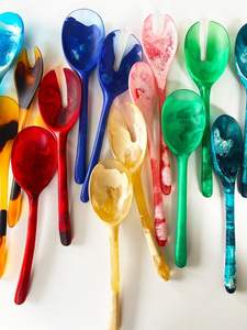 Servidor de ensalada de resina multicolor, cucharas multifuncionales estilo ángel para uso en el hogar, cocina y fiestas, diferentes colores. - Product Image 4