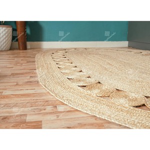 Farmhouse Style Flat Pile Eco Friendly Living Room Decor Oval Braided Jute Area Rug Solid Color - Product Image 2