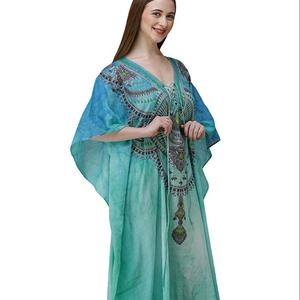 2026 Hot Selling Beautiful Hand Embroidered <b>Kaftan</b> for Women Free <b>Size</b> Women Beach Coverups <b>Kaftans</b> Dress For Women - Product Image 3