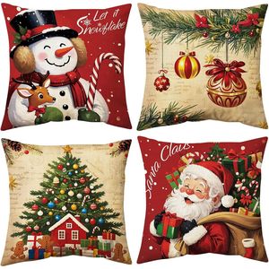 Ensemble de 4 housses de coussin de Noël 18x18 pouces, housses de coussin décoratives pour la saison festive de Noël - Product Image 1