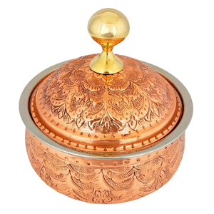Pure <b>Copper</b> Hot Set Bowl With Lids Polish Finished For Home Metal Serving Hot Set Bowl For Kitchen Use Kitchenware - Product Image 3