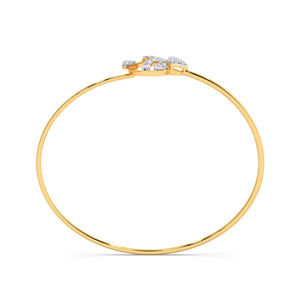Bracelet en diamant Floral Orbit avec bande fine en or jaune et motif central en grappe de feuilles artistique - Product Image 2