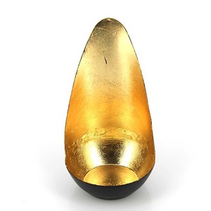 Abstract tealight candle holder black and gold tabletop decor <b>accessory</b> for warm ambient lighting modern stylish home interior - Product Image 2