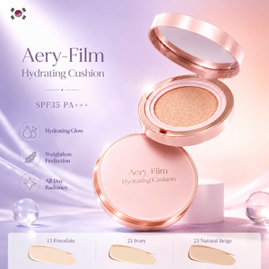 Aery Film Hydrating Cushion SPF35 PA+++ Protection solaire minérale Couvrance moyenne Fond de teint compact éclatant Marque privée OEM ODM Base - Product Image 3