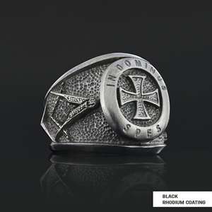 แหวนเมสัน BOJ รุ่น 019 แหวนสั่งทำพิเศษสำหรับทุกเพศ แหวนตราประทับฟรีเมสันแบบปรับแต่งได้ แหวนตราประทับมาสเตอร์เมสันเท็กซัส ฮิปฮอป สีเงิน ราคาประหยัด - Product Image 4