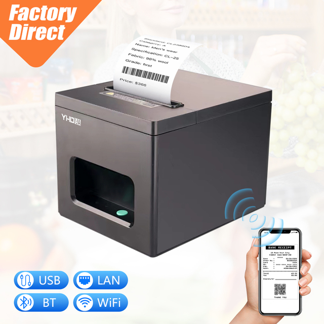 Two Year Warranty 80mm Thermal Receipt Printer CE FCC ROHS Auto Cutter POS Bill Printer, with USB LAN BT WIFI Interface Optional