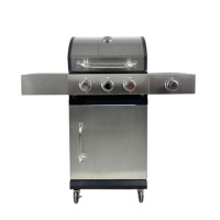 Brasero extérieur à bois avec grille de cuisson, base surélevée et poignées latérales pour le jardin et le camping