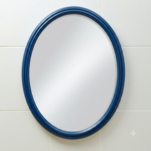 VILLA ULTIMA DELUXE SINGLE <b>MIRROR</b> Sorrento Blue Oval Shape Minimalist Design Decorative Framed Home Decor Bathroom Wall <b>Mirror</b> - Product Image 1