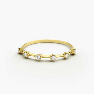 Anillos de Aniversario Más Vendidos, Anillo Apilable de Oro de 14k, Corte Redondo, Plata de Ley 925, Joyería Delicada de Lujo para Boda y Compromiso - Product Image 1