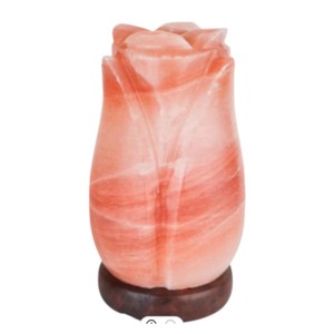 Lampe de sel en forme de rose de l'Himalaya Sian Enterprises, sculptée à la main, matériau organique, écologique, Feng Shui, lumière chaude - Product Image 2
