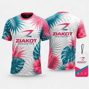 เสื้อยืดออกกำลังกายสีชมพู-เขียว-ขาว ดีไซน์ใหม่สำหรับผู้ชาย ยี่ห้อ ZIAKOT - Product Image 5