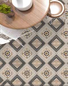 Baldosas de Cerámica Geométricas Blancas y Negras de 400x400 mm, Resistentes a los Ácidos, Antideslizantes, para Uso en Exteriores en Hoteles y Centros Comerciales - Product Image 1