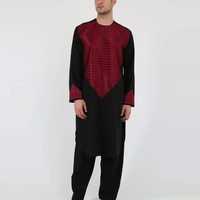 Ropa Masculina Estilo Afgano, Kurta con Cuello y Puños Bordados, con Conjunto de Pijama Sencillo, la Mejor Edición de Ropa Tradicional Afgana para Hombre