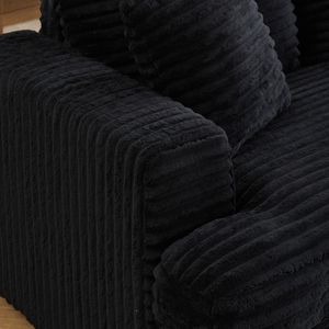 Divano da soggiorno a 3 posti in velluto a coste da 88,58 pollici, spazioso e confortevole, con 4 eleganti cuscini coordinati nei colori - Product Image 4