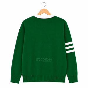 Cardigan élégant vert et blanc à boutons sur le devant avec logo personnalisé Cosh International pour sororité, style universitaire - Product Image 4