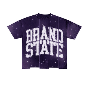 T-shirt personnalisé avec broderie en strass, effet délavé au soleil, tissu 100% coton, streetwear tendance unisexe - Product Image 5