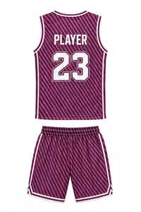 Ensemble maillot et short de basket-ball unisexe, numéro 23, violet avec rayures blanches, polyester respirant - Product Image 4