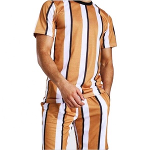 Conjunto Deportivo de Algodón Naranja para Hombre, Manga Corta, Cuello Redondo, Color Sólido, Pantalones Cortos Casuales de Verano, Corte Holgado, Ligero y Transpirable - Product Image 2