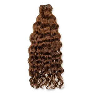 Perruque complète en dentelle 100 % cheveux Remy bouclés, mèches marron, texture ondulée naturelle, personnalisable - Product Image 5