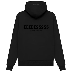 Sweat-shirt à capuche noir pour homme, coupe classique, imprimé lettres, décontracté, pour l'automne, en coton tricoté, logo au dos - Product Image 1
