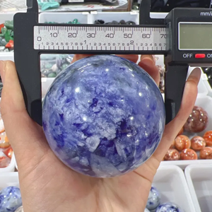 Esfera de Sodalita Natural, Bola de Cristal Pulido, Piedra Redonda Curativa, Decoración Feng Shui para el Hogar, Colección Ruhi Agate Gujarat - Product Image 4