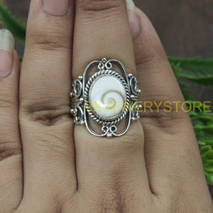 Vintage Shiva Eye Shell <b>Ring</b> 925 Sterling Silver Handmade Boho Spiral <b>Statement</b> <b>Ring</b> Natural Shell Jewelry for Unisex Him Women - Product Image 3