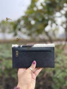 Cartera de mano de piel de vaca con patrón occidental, monedero de piel con pelo, color negro, gran oferta, regalo para mujer - Product Image 2