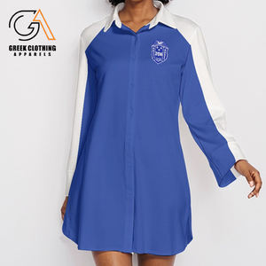 T-shirt imprimé à manches mi-longues pour femmes de la sororité Zeta Phi Beta, en coton, bleu et blanc, style 1920, coupe ample, impression numérique - Product Image 2