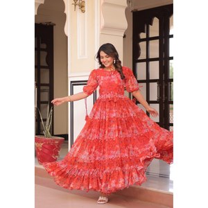 Robe de soirée élégante à imprimé magnifique avec un look élégant, service de personnalisation manuelle - Product Image 2