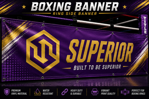 Superior international High Quality Personalized Boxing Ring Sponsor Display <b>Banner</b> with Durable Material Purple <b>Banner</b> - Product Image 2