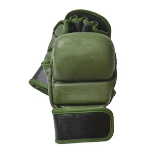 Gants de MMA de qualité supérieure en gros, demi-doigts, en cuir, à lacets, verts, pour entraînement d'arts martiaux, taille adulte unisexe - Product Image 6