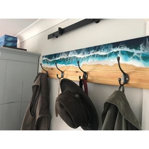 Porte-clés mural en bois en forme de baleine, artisanat en résine, décoration de plage faite à la main, organisateur pour la maison - Product Image 4