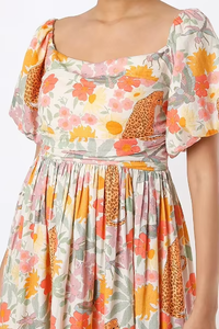 Summer Casual Cute Boho Printed Women's Beach Floral Printed Summer Women Short Sleeves Calf Length Square Neck Print Dresses - Product Image 3