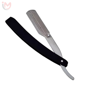 Rasoir droit pliant finition noire, outil de rasage professionnel pour barbier, shavette manuelle, logo personnalisé OEM - Product Image 2