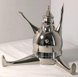 Vintage Pottery Barn Silver Plated Santa Christmas <b>Stocking</b> <b>Holder</b> feltsocks - Product Image 1